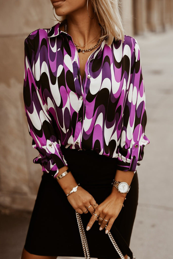 Brooke Purple Abstract Print Shirt