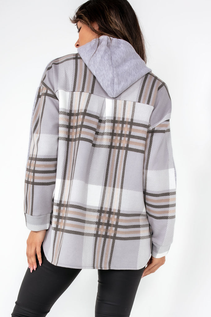 Abigail Grey Check Detail Hoodie