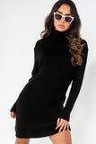 Alaina Black Knitted Roll Neck Jumper Dress