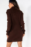 Alaina Chocolate Knitted Roll Neck Jumper Dress