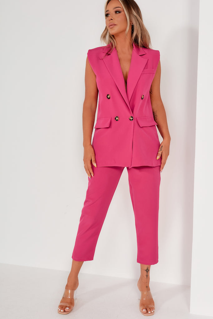 Alayna Fuschia Sleeveless Blazer Co-Ord