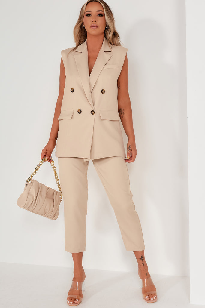 Alayna Stone Sleeveless Blazer Co-Ord