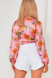 Alina Pink Floral Satin Crop Top