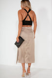 Andra Nude Satin Draped Detail Skirt