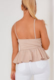 Arabella Nude Ribbed Peplum Top