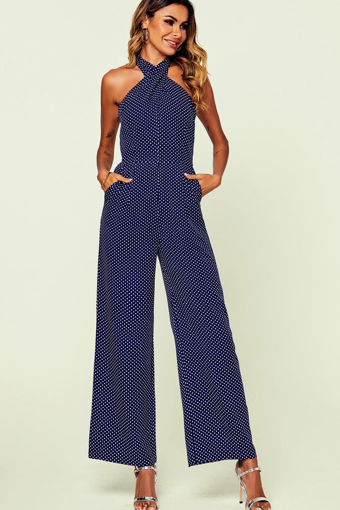 Arielle Navy Polka Dot Jumpsuit