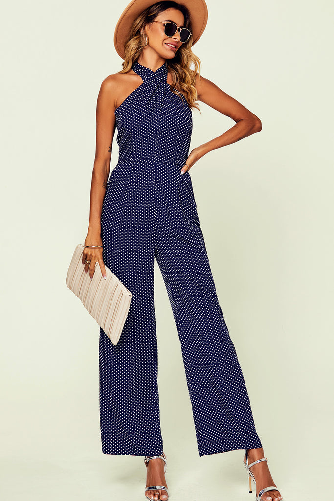 Arielle Navy Polka Dot Jumpsuit