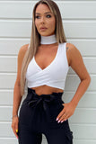 Ava White Choker Wrap Top