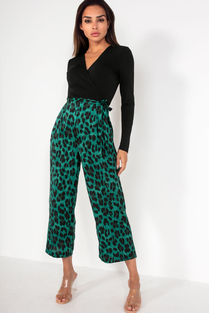 AX Paris Addison Green Animal Print Jumpsuit