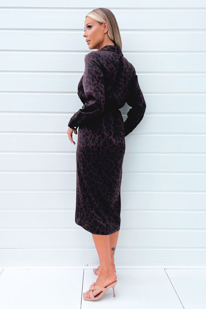 AX Paris Angelina Plum Animal Print Dress