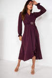 AX Paris Bethea Plum Belted Midi Dress