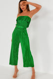 AX Paris Carmella Green Plisse Bandeau Jumpsuit