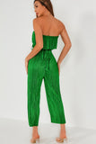 AX Paris Carmella Green Plisse Bandeau Jumpsuit