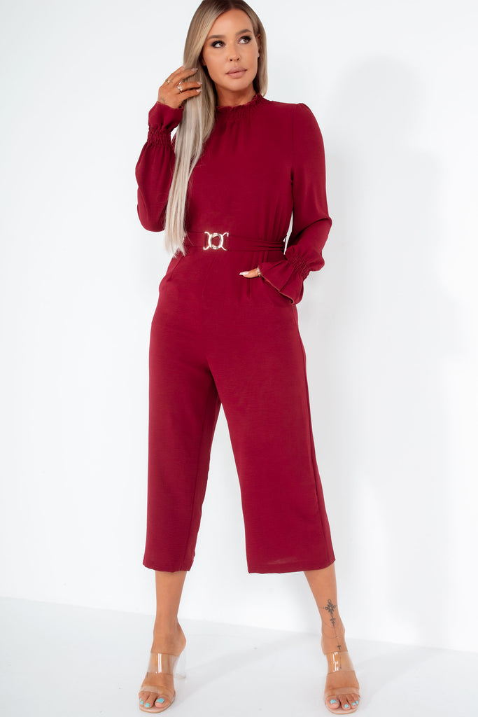 AX Paris Eleanor Wine High Neck Jumpsuit