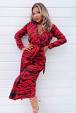 AX Paris Eliana Red Printed Wrap Dress