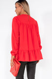 AX Paris Florence Red Long Sleeve Smock Top