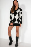 AX Paris Kennedy Black and White Diamond Print Jumper