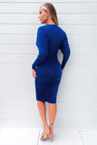 AX Paris Lia Blue Wrap Top Midi Dress