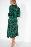 AX Paris Orlaith Green Animal Print Midi Dress