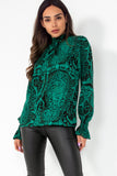 AX Paris Parisa Green Printed High Neck Top