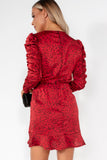 AX Paris Rory Red Satin Printed Mini Dress