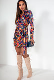 AX Paris Ruthie Multi Satin Abstract Print Dress
