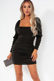 AX Paris Shauna Black Ruched Mini Dress