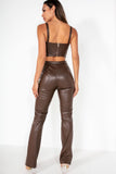 Belle Chocolate Faux Leather Straight Leg Trousers