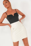 Beth White Leatherette Mini Skirt