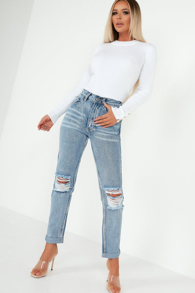 stone washed mom jeans
