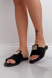 Billie Black Gold Decor Flat Sandals