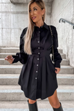 Blakely Black Button Front Shirt Dress