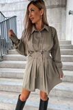 Blakely Khaki Button Front Shirt Dress