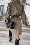 Blakely Khaki Button Front Shirt Dress