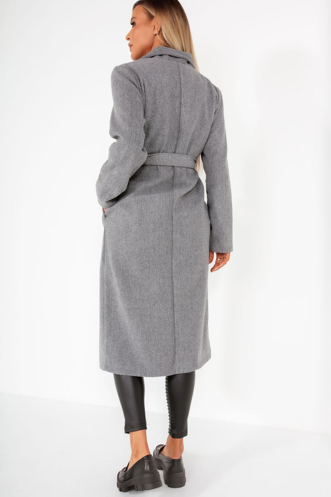 Brandi Grey Tie Belt Coat