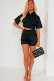 Briette Black Cropped Shirt