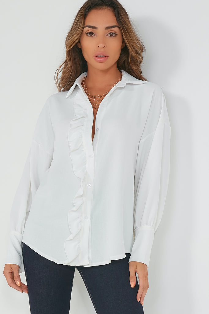 Brooklyn White Frill Detail Blouse