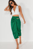 Brynn Green Satin Wrap Over Skirt