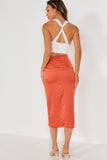 Brynn Orange Satin Wrap Over Skirt