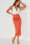 Brynn Orange Satin Wrap Over Skirt