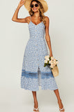 Camilla Blue Ditsy Print Midi Dress