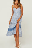 Camilla Blue Ditsy Print Midi Dress