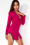 Caragh Magenta Diamante Tassel Blazer Dress