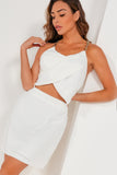 Caris White Cut Out Halter Neck Dress