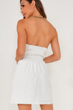 Caris White Cut Out Halter Neck Dress