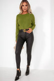 Carmel Green Crop Knit Jumper