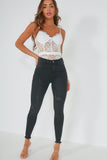 Cassie Black Distressed High Waist Jeans