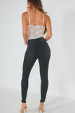 Cassie Black Distressed High Waist Jeans