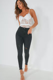 Cassie Black Distressed High Waist Jeans