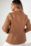 Cecilia Deep Tan Faux Leather Blazer